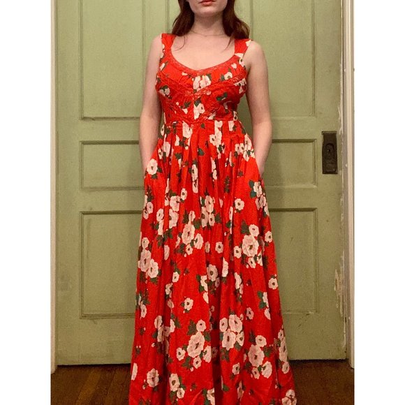 Free People Dresses & Skirts - FREE PEOPLE NWT Lovers Heart Midi Dress / Red Combo Size Large